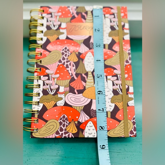 New Jumbo Mushroom Print Gold Spiral Journal Notebook - Picture 3 of 9